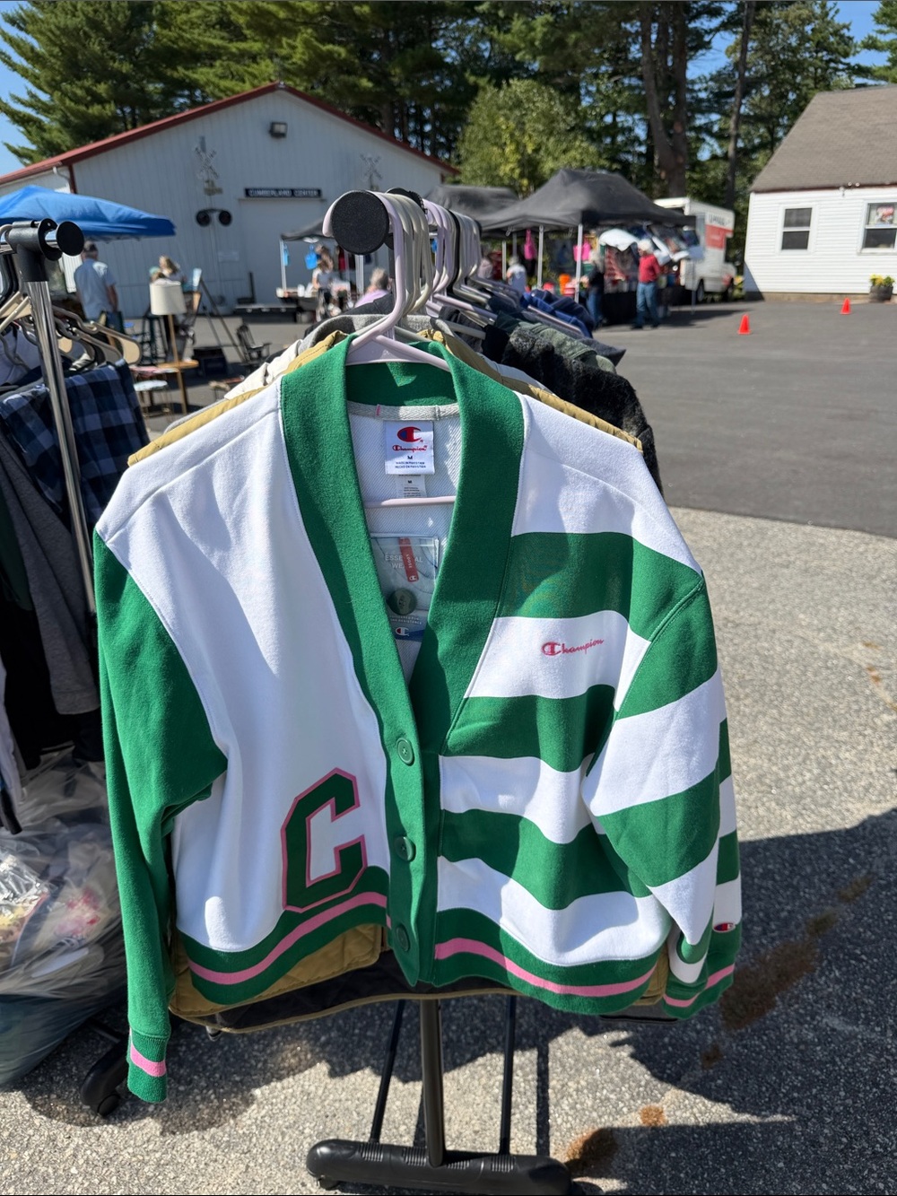 Champion Kids Green & White Striped Button Cardigan